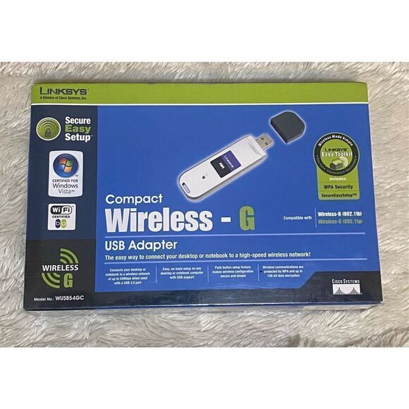 Cisco-Linksys WUSB54GC Compact Wireless-G USB Adapter - Picture 1 of 3